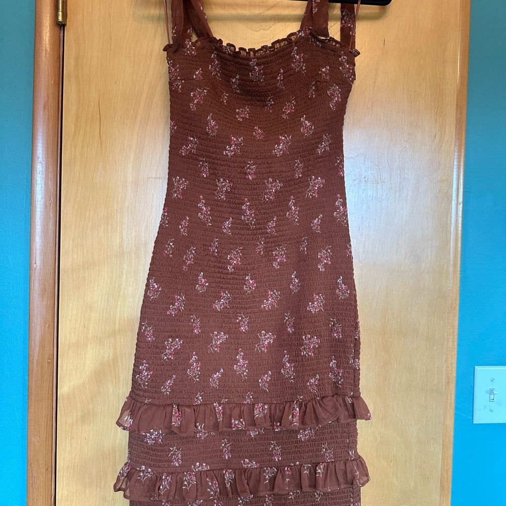 Abercrombie Brown Floral Ruffle Dress